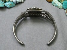 Fred Harvey Era NAVAJO Natural CARICO LAKE TURQUOISE Coin Silver Cuff Bracelet - Additional view 7