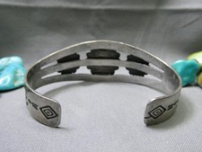 Fred Harvey Era NAVAJO Natural Nevada TURQUOISE Coin Silver MANY MOONS Bracelet - Additional view 8