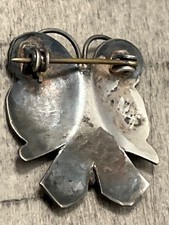 Old pawn Fred Harvey era sterling turquoise butterfly brooch 100625aE@ - Additional view 2