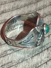 Old pawn Fred Harvey era sterling turquoise friendship s8.25 ring 101225fDEZDI - Additional view 1