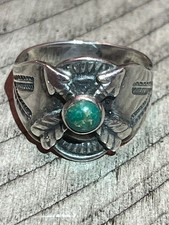 Old pawn Fred Harvey era sterling turquoise friendship s8.25 ring 101225fDEZDI