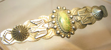 Vtg. Signed  FRED HARVEY ERA ThunderBird Navajo Turquoise Coin Silver Brooch 13g - Additional view 2