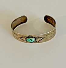 Native American Navajo Whirling Log ~Silver /Turquoise Bracelet Fred Harvey Era - Additional view 1