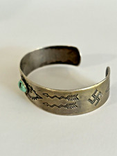 Native American Navajo Whirling Log ~Silver /Turquoise Bracelet Fred Harvey Era - Additional view 2