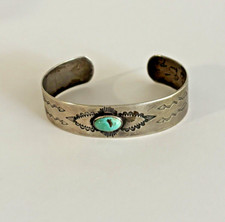 Native American Navajo Whirling Log ~Silver /Turquoise Bracelet Fred Harvey Era