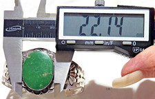 Fred Harvey Era Coin Silver Navajo Stamps Gorgeous Green Turquoise Cuff Bracelet - Additional view 16