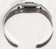 Fred Harvey Era Coin Silver Navajo Stamping Green Turquoise Cuff Bracelet - Additional view 2