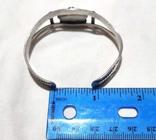 Fred Harvey Era Coin Silver Navajo Stamping Green Turquoise Cuff Bracelet - Additional view 14