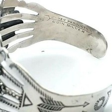 Vintage Fred Harvey Era, Large Oval Green Turquoise Cuff Bracelet - 7 Inch Wrist - Additional view 3