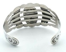 Vintage Fred Harvey Era, Large Oval Green Turquoise Cuff Bracelet - 7 Inch Wrist - Additional view 6