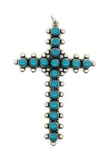 Fred Harvey Era, Silver Bell Trading With 17 Turquoise Cross Pendant 9.4 Grams - Additional view 1