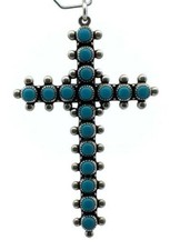 Fred Harvey Era, Silver Bell Trading With 17 Turquoise Cross Pendant 9.4 Grams - Additional view 4