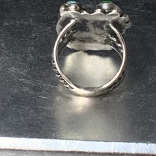 Old Pawn Sterling Silver Native American Fred Harvey Turquoise Coral Ring Sz 7.7 - Additional view 21