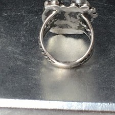 Old Pawn Sterling Silver Native American Fred Harvey Turquoise Coral Ring Sz 7.7 - Additional view 4