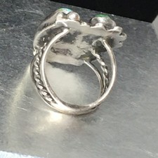 Old Pawn Sterling Silver Native American Fred Harvey Turquoise Coral Ring Sz 7.7 - Additional view 10