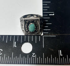 Vintage Navajo Sterling Silver Turquoise Ring Horseshoe Stamped Fred Harvey Era - Additional view 13