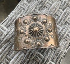 Vintage Fred Harvey Era Sterling Silver Cuff Bracelet Old Navajo Large 60.4 Gram - Additional view 13