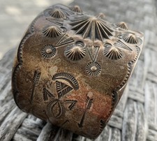 Vintage Fred Harvey Era Sterling Silver Cuff Bracelet Old Navajo Large 60.4 Gram - Additional view 14