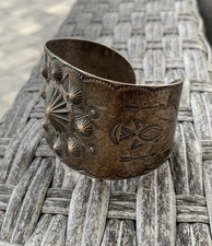 Vintage Fred Harvey Era Sterling Silver Cuff Bracelet Old Navajo Large 60.4 Gram - Additional view 4