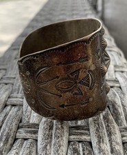 Vintage Fred Harvey Era Sterling Silver Cuff Bracelet Old Navajo Large 60.4 Gram - Additional view 5