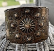 Vintage Fred Harvey Era Sterling Silver Cuff Bracelet Old Navajo Large 60.4 Gram - Additional view 6
