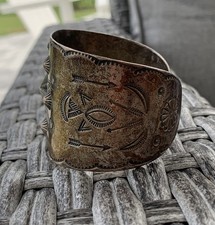 Vintage Fred Harvey Era Sterling Silver Cuff Bracelet Old Navajo Large 60.4 Gram - Additional view 7