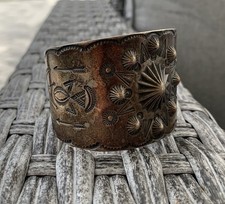 Vintage Fred Harvey Era Sterling Silver Cuff Bracelet Old Navajo Large 60.4 Gram