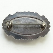 Vintage Navajo Petrified Wood Pin Brooch Sterling Silver Oval Fred Harvey Era - Additional view 2