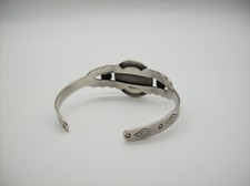 Vintage Navajo Fred Harvey Era Sterling Silver Green Turquoise Cuff Bracelet - Additional view 7