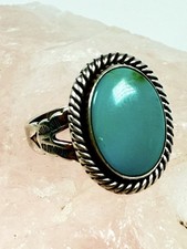 VINTAGE JANE POPOVICH JP STERLING SILVER & TURQUOISE OVAL FRED HARVEY ERA RING - Additional view 2