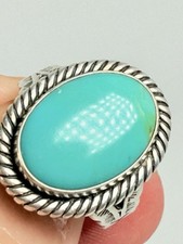 VINTAGE JANE POPOVICH JP STERLING SILVER & TURQUOISE OVAL FRED HARVEY ERA RING - Additional view 3
