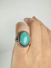 VINTAGE JANE POPOVICH JP STERLING SILVER & TURQUOISE OVAL FRED HARVEY ERA RING - Additional view 4