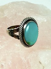 VINTAGE JANE POPOVICH JP STERLING SILVER & TURQUOISE OVAL FRED HARVEY ERA RING - Additional view 5