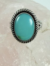 VINTAGE JANE POPOVICH JP STERLING SILVER & TURQUOISE OVAL FRED HARVEY ERA RING - Additional view 6