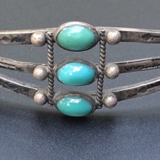 Fred Harvey Era Sterling Turquoise Child's Navajo Style Cuff Bracelet - Additional view 1