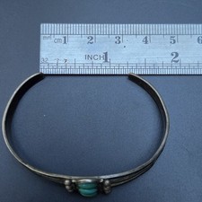 Fred Harvey Era Sterling Turquoise Child's Navajo Style Cuff Bracelet - Additional view 2
