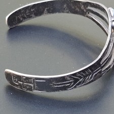 Fred Harvey Era Sterling Turquoise Child's Navajo Style Cuff Bracelet - Additional view 3