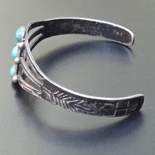 Fred Harvey Era Sterling Turquoise Child's Navajo Style Cuff Bracelet - Additional view 4