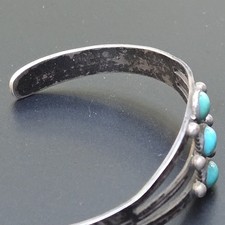 Fred Harvey Era Sterling Turquoise Child's Navajo Style Cuff Bracelet - Additional view 6