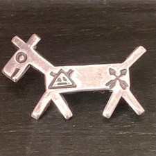 Vintage Navajo Fred Harvey Era Sterling Silver Brooch Pin Dog Horse or Antelope - Additional view 8