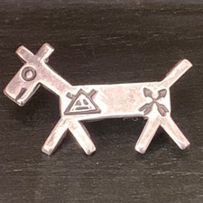 Vintage Navajo Fred Harvey Era Sterling Silver Brooch Pin Dog Horse or Antelope