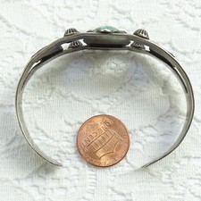Old Navajo Fred Harvey Era Green Turquoise Cuff Bracelet Sterling Chief Head - Additional view 11