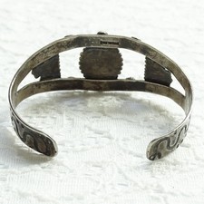 Old Navajo Fred Harvey Era Green Turquoise Cuff Bracelet Sterling Chief Head - Additional view 7