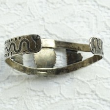 Old Navajo Fred Harvey Era Green Turquoise Cuff Bracelet Sterling Chief Head - Additional view 8