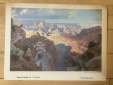 (2) Santa Fe Railway Fred Harvey Dining Car Menu Canyon Scenic Cover Art 1950’s - Additional view 1