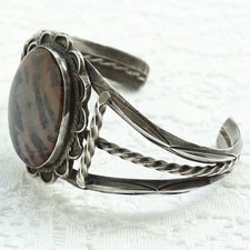 Vint 1940s Navajo Cuff Bracelet Fred Harvey Era Petrified Wood Native American - Additional view 4