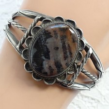 Vint 1940s Navajo Cuff Bracelet Fred Harvey Era Petrified Wood Native American - Additional view 9