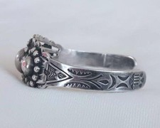 Vintage Fred Harvey Era Sterling Silver Dome Cuff Bracelet Thunderbird - Additional view 1