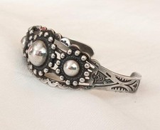 Vintage Fred Harvey Era Sterling Silver Dome Cuff Bracelet Thunderbird - Additional view 2