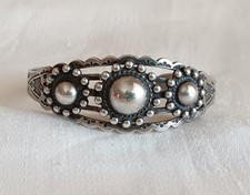 Vintage Fred Harvey Era Sterling Silver Dome Cuff Bracelet Thunderbird
